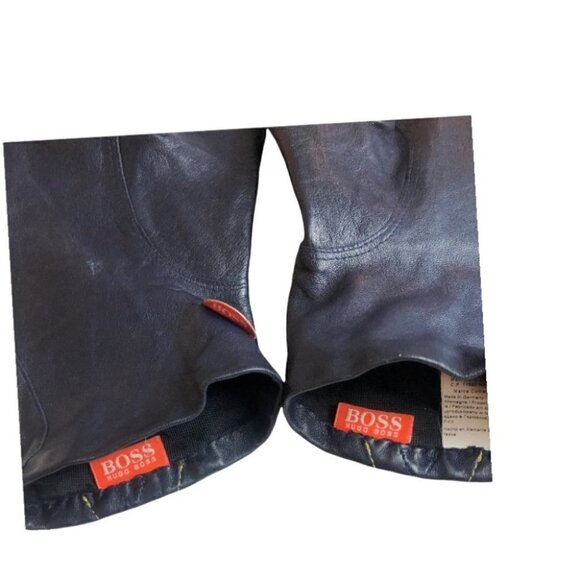 Women’s Navy Hugo Boss Leather Gloves Sz.L - Picture 5 of 7
